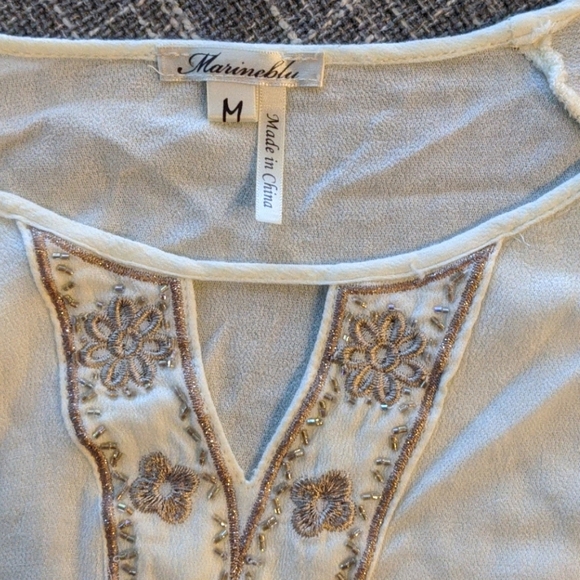 Embroidered & Embellished Cream Blouse - Picture 2 of 3
